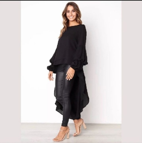 Almost Gone! Trendy & Chic Hi-Low Puff Sleeve Top - Picture 2 of 7